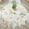 Feuille verte imprimée nappe ronde nappe imperméable maison couverture de table à manger pour chambre cuisine étanche à l'huile lavable T200707