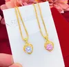 Koreański 14K złoty naszyjnik dla kobiet ślubnych instrukcji biżuteria serce cyrkon naszyjnik obojczyk choker biżuteria q0531