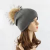 Quality Wool Beanie Hats with Real Removable Fur Ball Winter Warm Fashion Hats for Women Unisex 7 Solid Colors6657090