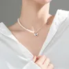 Trustdavis Real 925 Sterling Silver Lovely Pearl Heart Pendant Necklace For Women Wedding Birthday S925 Jewelry Gift DA1210 Q0531