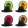 Otoño Invierno Panamá Cap Mujeres hombres Jazz Sombrero formal Lady Felt Fedora Sombreros moda Patchwork gorras de ala ancha Trilby Chapeau regalo de Navidad