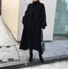 Nowy 2018 Kobiety Wełniany płaszcz zagęścić z długim rękawem średnio długim kołnierzem obniżającym otwarty przedni płaszcz pasowy