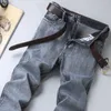 2020 verão novo masculino jeans fino estilo clássico casual alongamento avançado regular fit jeans calças cinza calças azuis macho lj200903