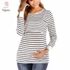 Maternity Nursing Kläder Bomull Bröstfoder Toppar Gravid Kvinnor Långärmad Tee Shirt för ammande O Neck Kvinnor Tshirt LJ201125