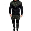 Erkek Eşofman Erkekler Nedensel Kamuflaj Patchwork Setleri Camo Fermuar Ceket + Pantolon 2 adet Eşofman Sportwear Hoodies Kazak Pantolon Suit Artı Siz