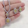 Choucong Brand New Unique Luxury Bridal Jewelry Set 18K White Gold Fill Emerald Gemstones Wedding Party Stud Earring Tennies Neckl2490