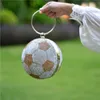 Kvinna Luxury Football Purse Shoulder Bag Crystal Round Ball Evening Chain Sling Handv￤skor Kvinnakopplingar och kv￤llsp￥sar233w