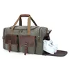 Hommes toile cuir sacs de voyage sac de sport classique grande capacité week-end sac de nuit avec poche à chaussures pour hommes femmes1