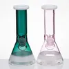 Tuyaux d'eau en verre 7,9 "+ bol à tige libre 18mm femelle huile Dab Rig noir rose vert couleur Heady Bongs Perc Bubbler 955