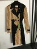 Cappotto da donna color block stampato con giacca a vento a maniche lunghe con risvolto doppiopetto in vita G logo