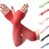 Сексуальные перчатки панк-перчатки диско костюм пальцы без пальцев для девочек стильные длинные черные рыболовные варежки женщины сетчатые перчатки сплошной цвет