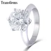Transgems 14k White Gold noivado Centro de anel 10mm f anel de diamante colorido para mulheres jóias de casamento y200620
