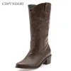 Para Western Cowboy Women 840 Black High Heels Ladies Autumn Winter Sapatos longos Boots de bezerro largo Super tamanho 2 56