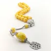 Bransoletka Rosary z żółtą żywicą Tasbih z specjalnymi akcesoriami 33 66 99Beads Nowy projekt Man's Tesbih dla Ramad197i