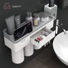 Bathroom Accessories Set Toothbrush Holder Wall Mount Stand Toothpaste Squeezer Dispenser Automatic Storage Rack Organizer LJ201204