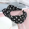 Orelhas de coelho faixas de cabelo polka dot moldura de cabelo de cabelo para mulheres nó superior nó cabeceira de cabelos de moda para a cabeça da moda