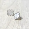 Fashion Four Leaf Clover Stud Earrings Silver Titanium Stainless Steel Stud Earrings For Women Jewelry With Box With Stamp 1974699