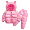 Criança inverno meninas meninas meninos conjuntos de roupas quente com capuz de jaqueta de jaqueta de roupa infantil crianças casacos de snowsuit e calças 2pcs 211224