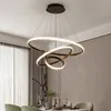 الحديثة led 3 دائرة خواتم الثريات الألومنيوم الجسم قلادة مصباح لتناول الطعام غرفة المعيشة lampar