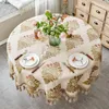 Luxury European Style Round Table Cloth with Tassel Embrodered Jacquard Table Cover Coffee House Home Decoration Tablecloth T200707