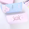 1 Sztuk Cartoon Pig Pencil Case Dla Dziewczyn Cute Pu Ołówek Torba Pioletni Pióro Etui School Supplies