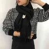 Luna&Dolphin Women Winter Solid Color Scarf Imitation Cashmere Soft Brown White Warm Knitted Woolen Ins Neck Pashmina Big Shawl