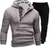 Otoño invierno chándal hombres 2 piezas conjunto sudadera + pantalones de chándal ropa deportiva casual cremallera con capucha traje ropa 211220