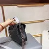 Bolsas de ombro de grife, moda feminina, corrente, couro genuíno, bolsa transversal com alça, bolsas pretas