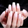 False Nails 24 шт. Короткие французские ложные ногти съемные классические натуральные светло-розовые поддельные с клей полная крышка DIY маникюр ногтей инструменты 220225