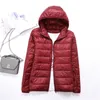 Frühling Herbst Damen Jacken Ultradünne Superleichte Mode Damen Daunenmäntel Rot Rosa Schwarz Weibliche Kapuzenjacke Mäntel 4XL 201007