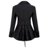 Femmes Gothic Riding Coat Renaissance Party Soirée Club Cool Revers High-Low Hem Fit Slim Solid Spring Automne Veste rétro Tops 201109