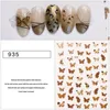 Leaf Butterfly Black White Flower Nail Sticker Sexy Leopard Animal Decal Rose Geometry Self-Adhesive Nail Decoration