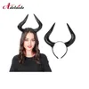 Juldekorationer Simulering Black Ox Horn pannband Devil Horns Cosplay Style Hair Hoop For Halloween Party Band Accessories1