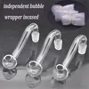 100st Hookah Accessories Curved Glass Oil Burner Pipe rökrör 10mm 14mm 18mm Manlig kvinnlig Bong Adapter Tobak Nagel Böjd form Design Banger Nails