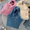 Womens Fleece Flannel Pullover Hoodies Autumn Winter Sweet Hooded Print Harajuku Loose Pocket Coat Female Sweatshirt