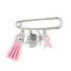 New Arrival biżuteria świadomość raka piersi broszka Pin nigdy nie poddawaj się rak piersi różowa wstążka broszka agrafki akcesoria odzieżowe