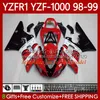 OEM Łóżka dla Yamaha YZF-R1 YZF1000 YZF R 1 1000 CC YZFR1 98 99 00 01 Nadwozie 82NO.91 YZF R1 1000CC White BLK Red 1998 1999 2000 2001 YZF-1000 98-01 Zestaw do ciała motocyklowych