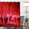 Modern Custom Red Heart Polyester Fabric Printing Shower Curtain Bathroom Waterproof 12 Hooks For The Bath T200711