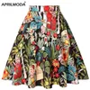 Women's Runway Cotton Retro Vintage Skirt Black Faldas High Waist A Line Rockabilly Jupe 50s Swing Umbrella Skirts Pin Up Skater 220224