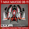 Cuerpo de la motocicleta para Yamaha T-MAX500 TMAX-500 MAX-500 T 08-11 Bodywork 107NO.15 TMAX MAX 500 TMAX500 MAX500 White Red Blk 08 09 10 11 xp500 2008 2009 2010 Failes