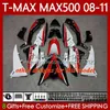 Kit de carrosserie pour YAMAHA TMAX MAX 500 XP500 Noir gris MAX-500 T 2008 2009 2010 2011 Bodys 107No.86 TMAX-500 TMAX500 T-MAX500 08-11 MAX500 08 09 10 11 OEM MOTO Carénage