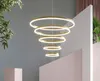 Современная светодиодная люстра для гостиной столовая металлическая люстра освещение, висит золото 5 круг кольца лампа лампа лампа лампы деко техника