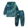 Children's Clothing 2022 Spring New Tie Dye Kids Wear Boys' Letter Hooded Sweatshirt Pants 2-Piece Set Casual Style Fashion Suit G220310