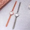 Set di orologi da donna di tendenza alla moda Set di 5 orologi da polso al quarzo con diamanti in cristallo, collana, bracciale, anello, orecchini, con scatola