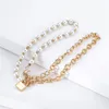 Punk Imitation Pearl Lock Pendant Choker Halsband för kvinnor Bröllopsbröllops estetiska smycken på nacktillbehör