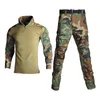 Jaktuppsättningar utomhus enhetlig taktisk stridsskjorta armékläder toppar multicam skjortor kamouflagefiske byxor knä18879289