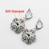 Earrings & Necklace Selling Three-Dimensional Silver Color Green Created Emerald Flower Jewelry Sets For Women Ring 6/7/8/9/10 JS390