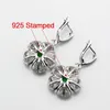 Orecchini Collana Vendita Tridimensionale Argento Colore Verde Creato Set di gioielli con fiori di smeraldo per le donne Anello 6 7 8 9 10 JS3299S