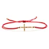 Bracelets de charme Mini Cuivre Croix CZ Cristal Fil De Soie Tressé Femmes Hommes Haute Qualité Noir Rose Rouge Chaîne Minuscule Zircon Bijoux Son Fawn22