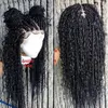 Moda 180densywność Pełna Piękna Bogini Box Braids Lace Front Wig Handmade kręcone warkocze Cornrow Peruka dla czarnych kobiet